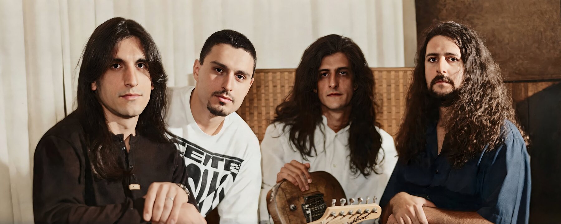 Zé Bruno, Hamilton Gomes, Marcelo Amorim e Jorge Bruno em 1995, foto restaurada